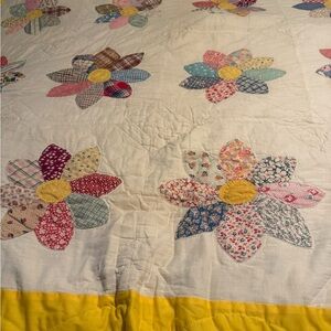 Vintage Antique Quilt King Size Patchwork Floral Embroidered Cottage Core Amish
